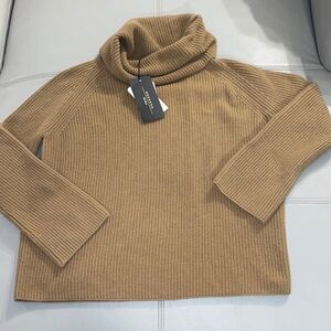 New MaxMara Weekend Camel Wide Cowl Neck Wool Sweater, size S